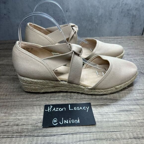 LifeStride~Women’s~”Kascade”~Tan Espadrille Mary Jane Wedge Heels~Size 11 - Picture 2 of 9